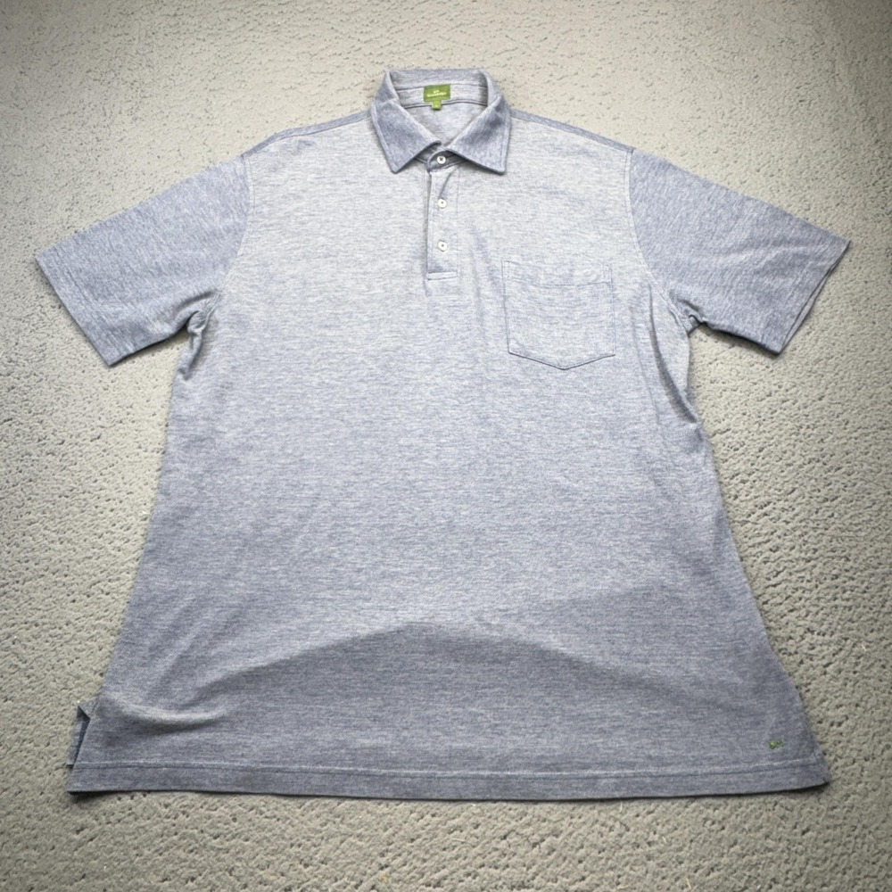 Sid Mashburn Polo Shirt Mens Large Blue Short Sleeve Collared Pocket 100% Cotton